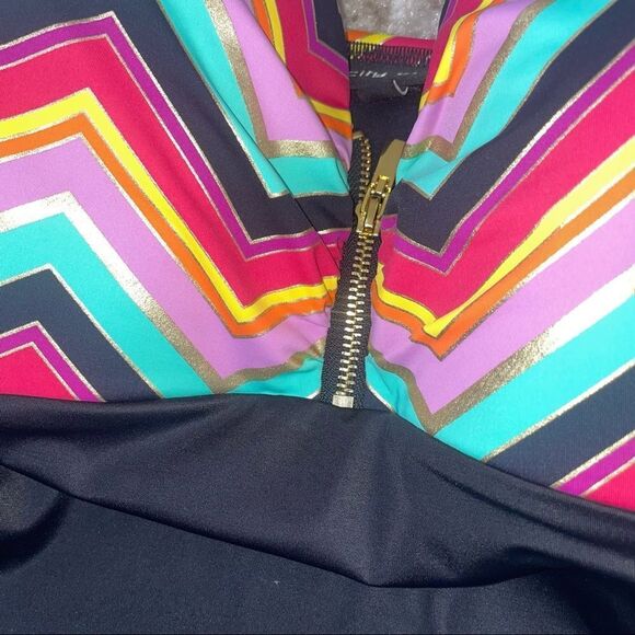 CITY CHIC one piece zip front padded swimsuit SZ M oversized tankini TOP. - Picture 8 of 9